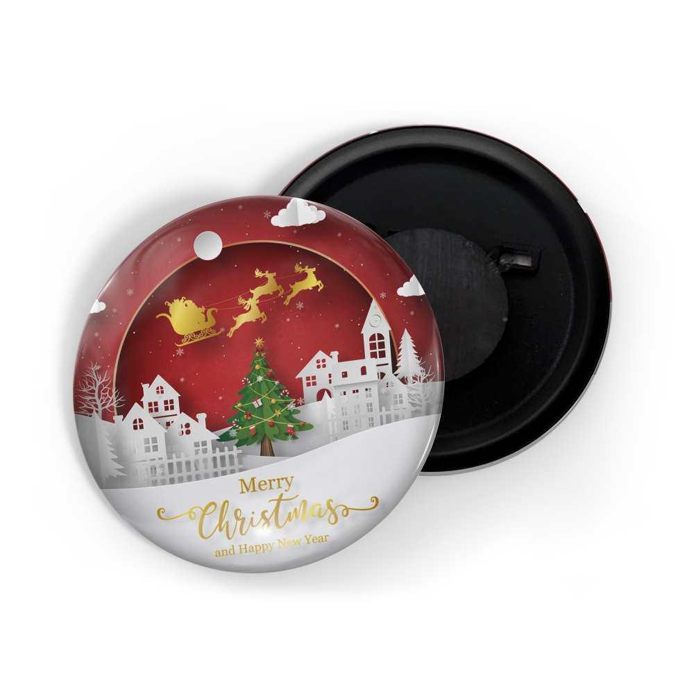 dhcrafts Fridge Magnet Red Christmas D2 Glossy Finish Design Pack of 1